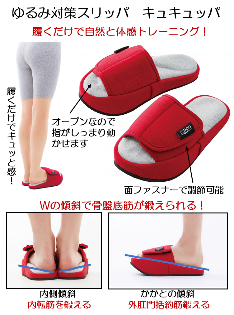 人気商品】 骨盤底筋 グッズ スリッパ 室内用 レディース 幅広4E 美脚 ゆるみ対策スリッパキュキュッパ コジット 
