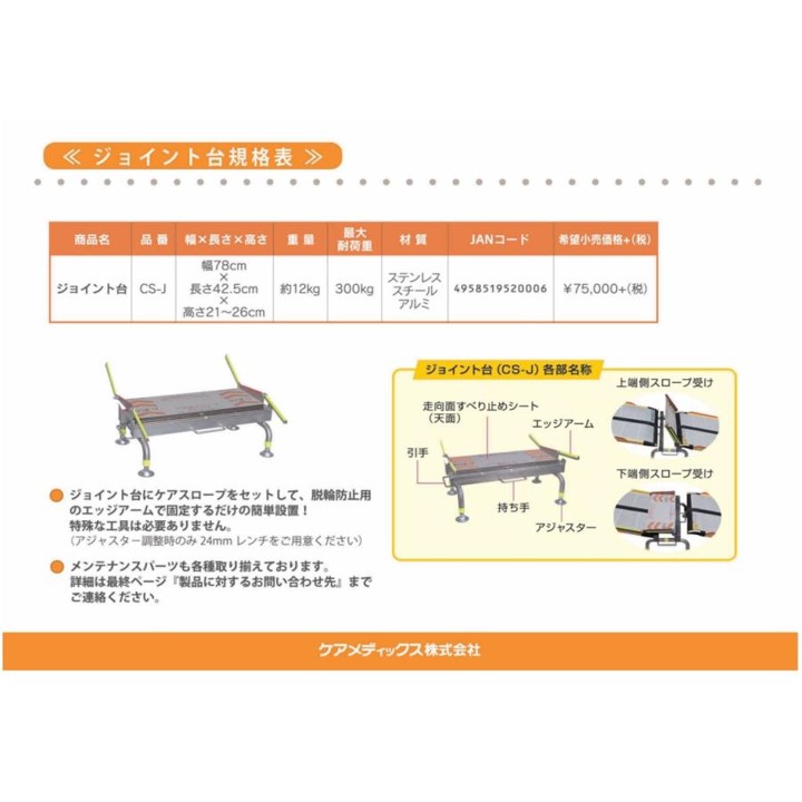 洗浄消毒してありますがケアスロープ専用ジョイント台　品アジャスター用ゴム新品